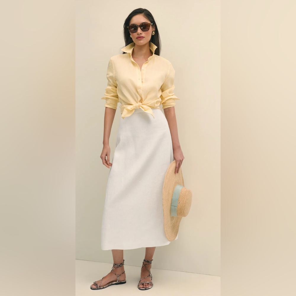 Brooks Brothers White Linen Maxi Skirt size 0